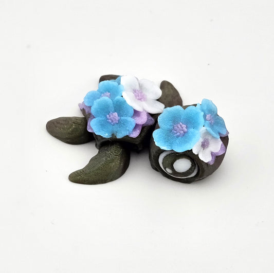 Prospect 3D - Flower Theme Mini Sea Turtle – 3D Printed Figurine (2") - Sea Turtle Island